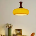 RetroWoodenOrangeDomeKitchenIslandHangingLight Homdiy
