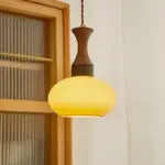 RetroWoodenOrangeDomeKitchenIslandHangingLight Homdiy