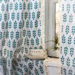 Rideaux de fen tre en coton et lin avec feuilles vertes imprim es draperies semi transparentes 941952a8 91fc 4f74 a954 b95a48b411cc