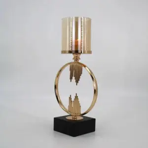 Ring Metal & Glass Candle Holder