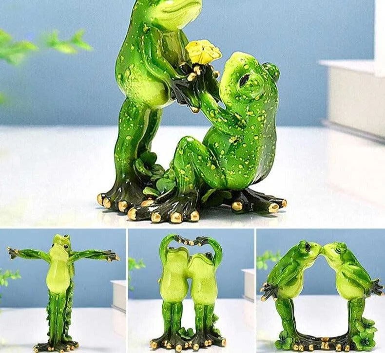 Romantic Resin Frog Couple Statue - ISTANBULLU LTD