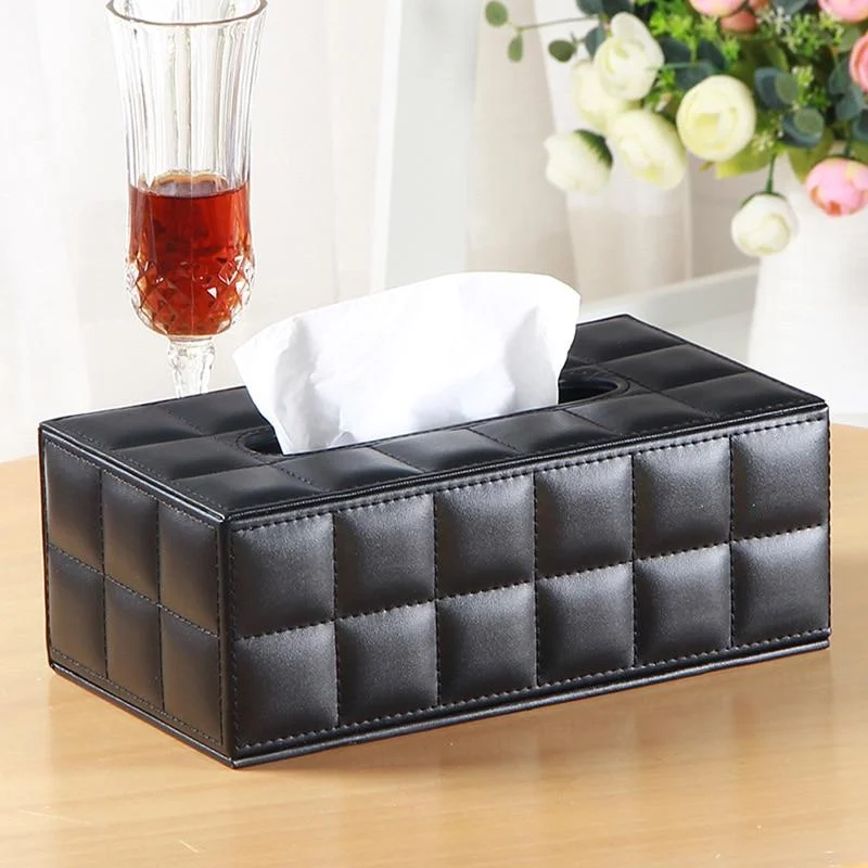 Room Kitchen Car Pu Leather Tissue Box Holder Napkin Paper Cover Rectangle Case Home Car Napkins