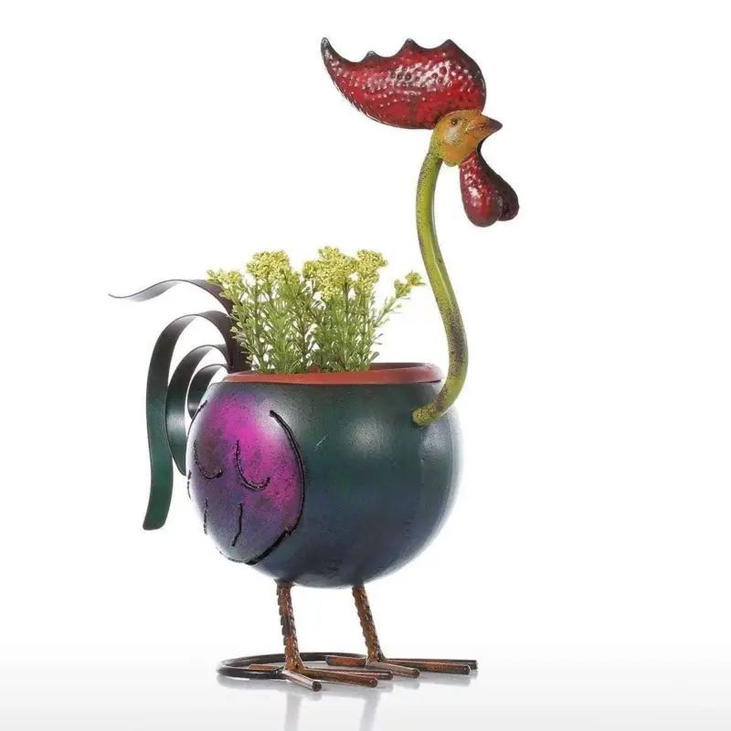 Rooster Garden Plant Pot Whimsical Charm