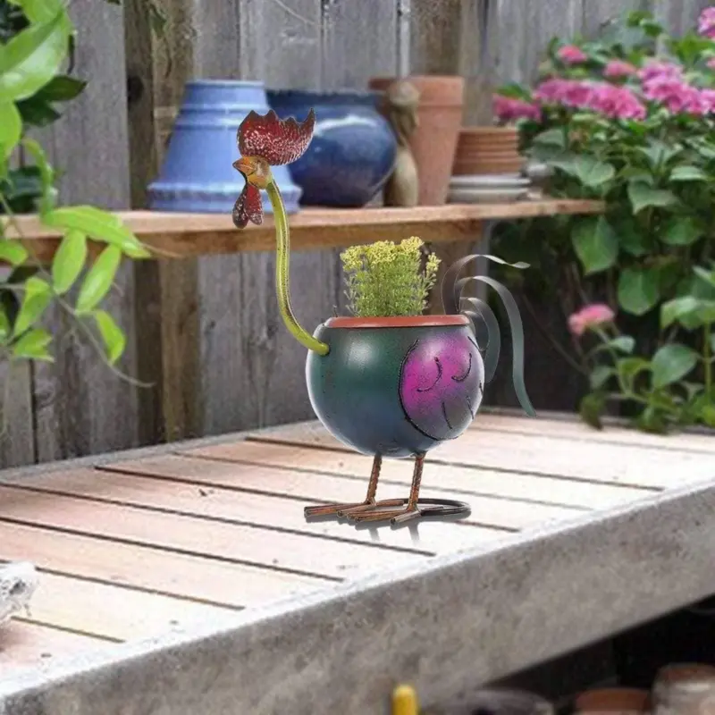 Rooster Garden Plant Pot Whimsical Charm