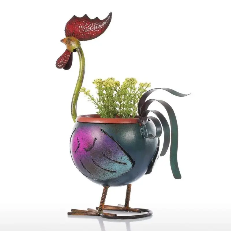 Rooster Garden Plant Pot Whimsical Charm