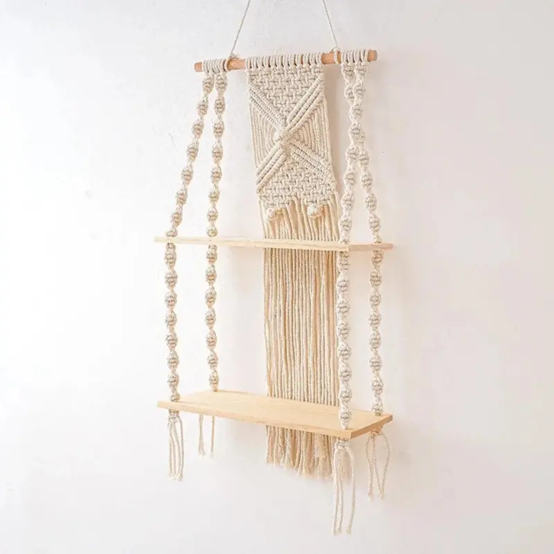 RopeCraftDoubleWoodHangingShelf Homeko3