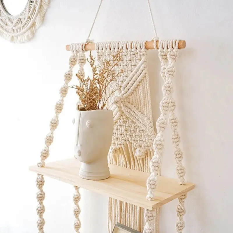 RopeCraftDoubleWoodHangingShelf Homeko4