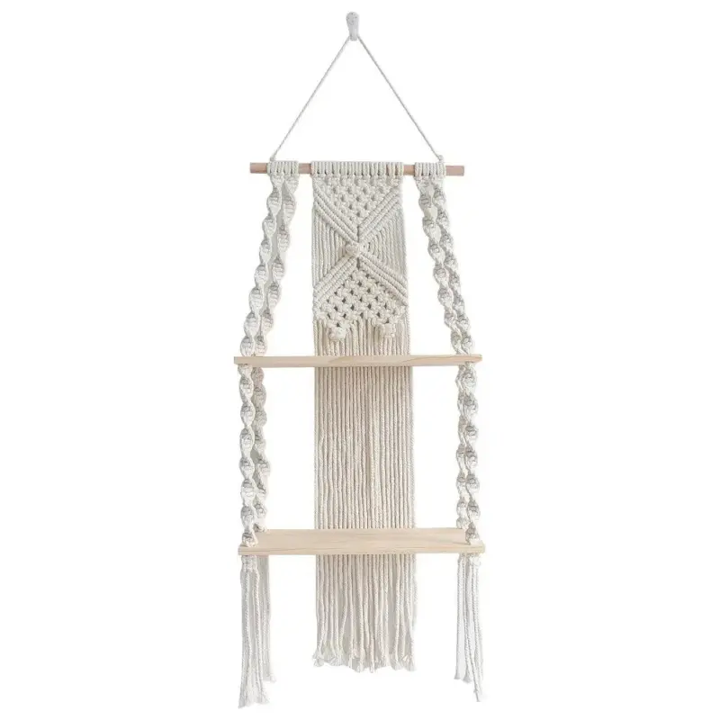 RopeCraftDoubleWoodHangingShelf Homeko6