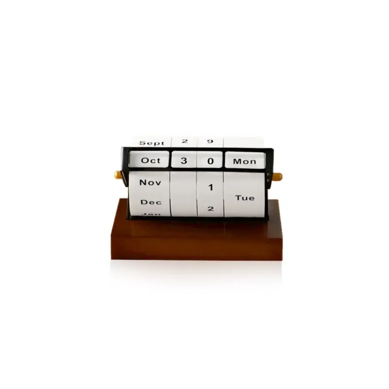 RotatingWheelRetroWoodenCalendar