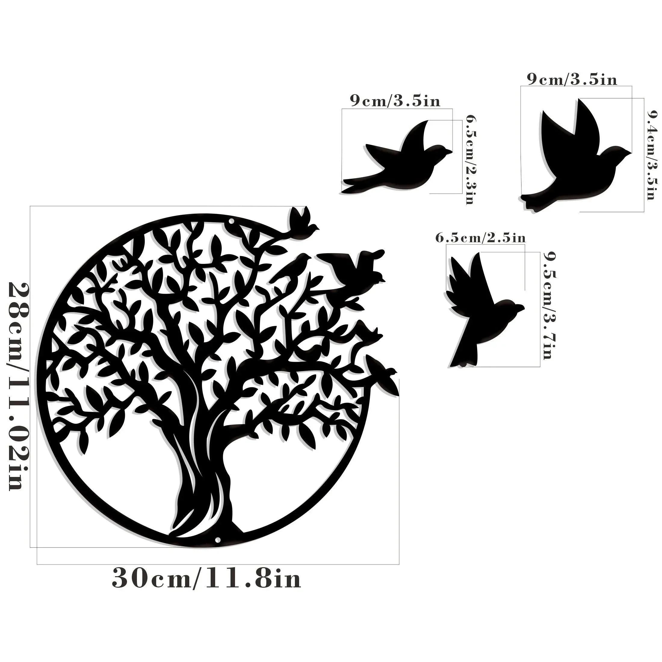 Round Metal Tree Wall Decor - Homeko