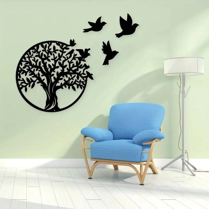 Round Metal Tree Wall Decor - Homeko