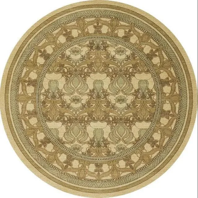 Round Vintage Premium Rug Carpet Living Room Decoration Washable for Lounge Non-slip - Homeko