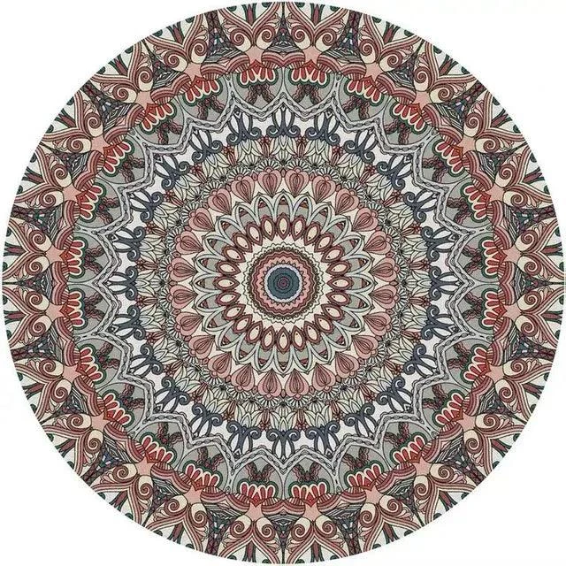 Round Vintage Premium Rug Carpet Living Room Decoration Washable for Lounge Non-slip - Homeko