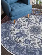 RoundVintagePremiumRugCarpetLivingRoomDecorationWashableforLoungeNon slip Homeko4