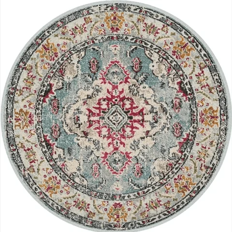 Round Vintage Premium Rug Carpet Living Room Decoration Washable for Lounge Non-slip - Homeko
