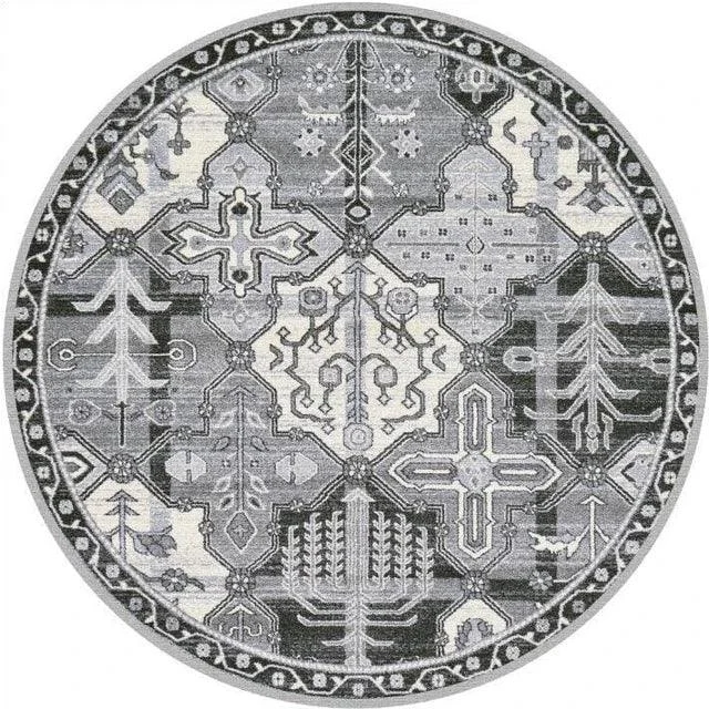 Round Vintage Premium Rug Carpet Living Room Decoration Washable for Lounge Non-slip - Homeko