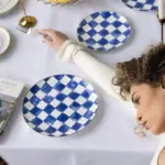 RoyalBlueCheckDinnerwareSet TimelessElegance Homeko7