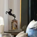 Running Horse Marble Metal Statue Decorfaure