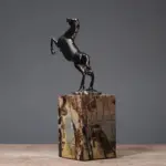 Running Horse Marble Metal Statue Decorfaure