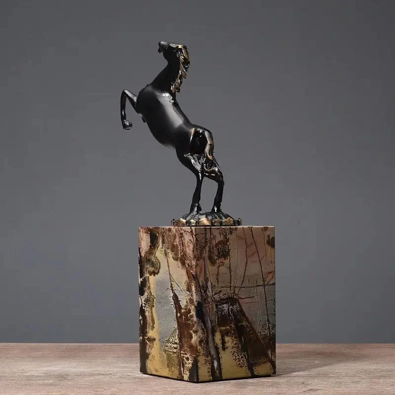 Running Horse Marble & Metal Statue - ISTANBULLU LTD