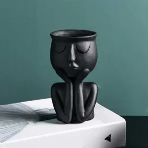 Rustic Ceramic Hands on Face Vase - ISTANBULLU LTD