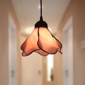 Tiffany Rosas Stained Glass Pendant and Chandelier