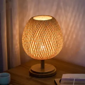 Vintage Wicker Dimmable Table Lamp