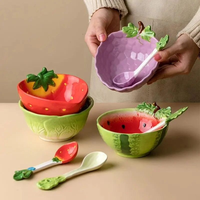 Watermelon Grape Strawberry Ceramic Bowl - ISTANBULLU LTD