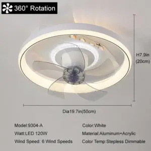 Pink Ceiling Fan Light For Girls Bedroom 6-Speed Adjustable Blue Ceiling Light Fan Remote Control 120W Dimmable For Kids Room