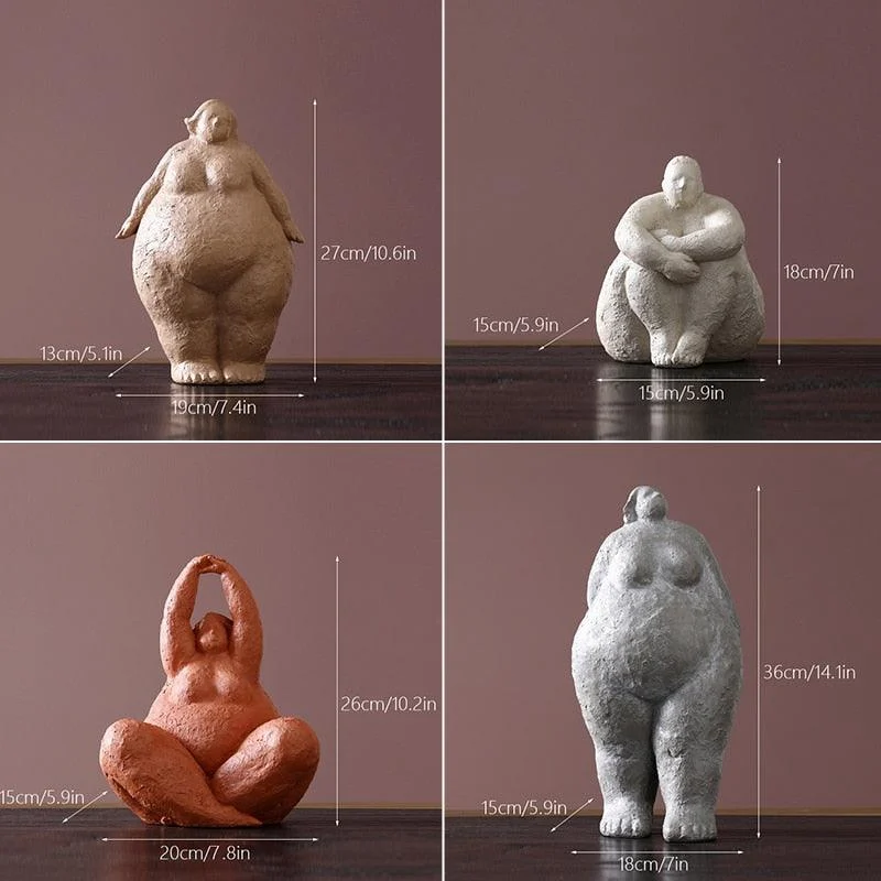 Wabi Sabi Style Resin Fat Lady Figurines - ISTANBULLU LTD