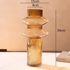 Glass Table Top Vase Levels Amber