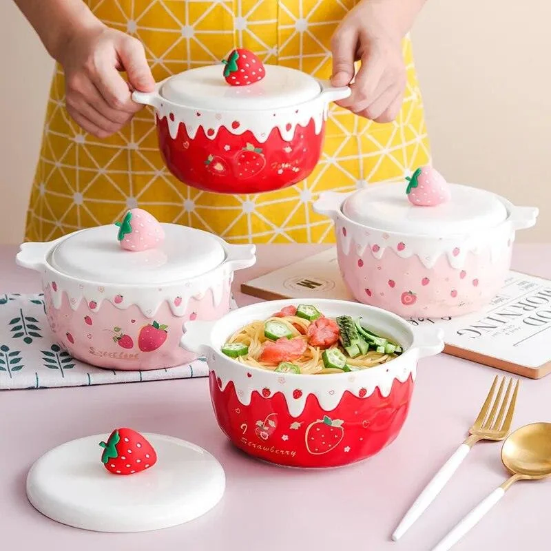 Strawberry Ceramic Ramen Bowl - ISTANBULLU LTD