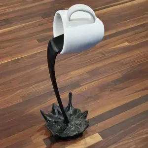 Splashing Coffee Cup: Resin Kitchen Decor Statue