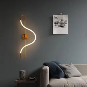 Modern Golden Led Chandelier Shiny Line