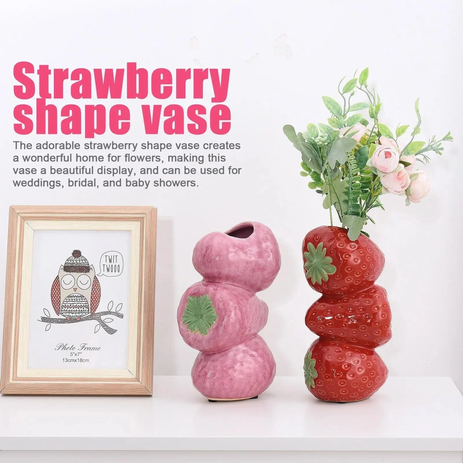 Strawberry Vase Ceramic Artificial Fruit - ISTANBULLU LTD