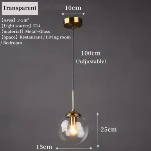 Monrey Transparent Glass Ball Pendant Lamp