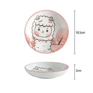 Sheep Cartoon Saucer: Cute Ceramic Seasoning Dish for Japanese-style Snacks