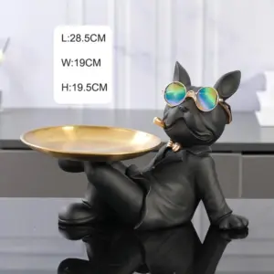 Sitting Bulldog Butler Statue