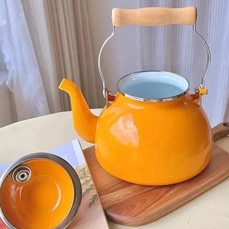 Retro Japanese Inspired Enamel Tea Kettle 2.5L - ISTANBULLU LTD