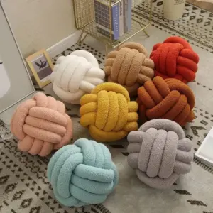 Throw Pillow - Cozy - Hand-knotted Ball - Lambskin