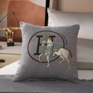 Horse Print Chenille Cushion Cover