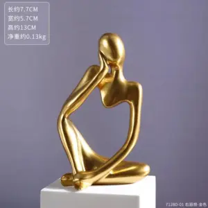 Sand-Colored Abstract Thinker Statue: Nordic Home Décor