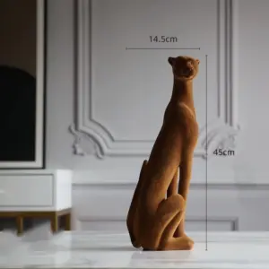 Leopard Sculpture Brown Resin