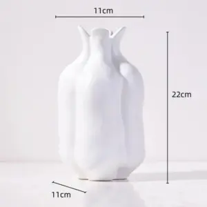 Modern White Ceramic Vase with Unique Abstract Shape 22 cm White