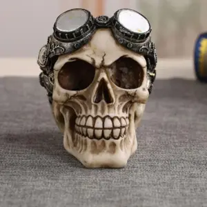 Steampunk Biker Skull Sculpture