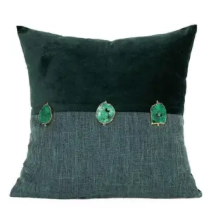 Green Agate Woven Cushion Cover Throw Pillow Cover Cotton & Velvet