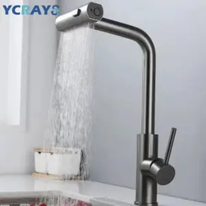 Waterfall Kitchen Faucet | Pull-out spray head for hot and cold water tap