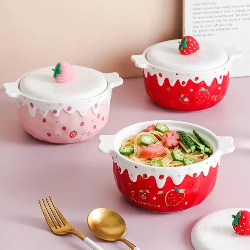 Strawberry Ceramic Ramen Bowl - ISTANBULLU LTD