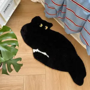 Tufting Black Cat Rug Animal Rug Aesthetic