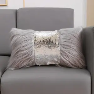 Sequin Fur Cushion Cover